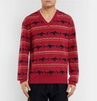 Lanvin - Shark-Intarsia Merino Wool Sweater - Men - Red