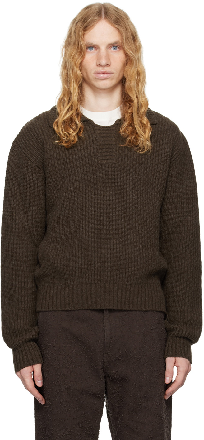 トップス mfpen LS ROUND NECK - BROWN RIB MfpenLS Round Neck Brown Rib
