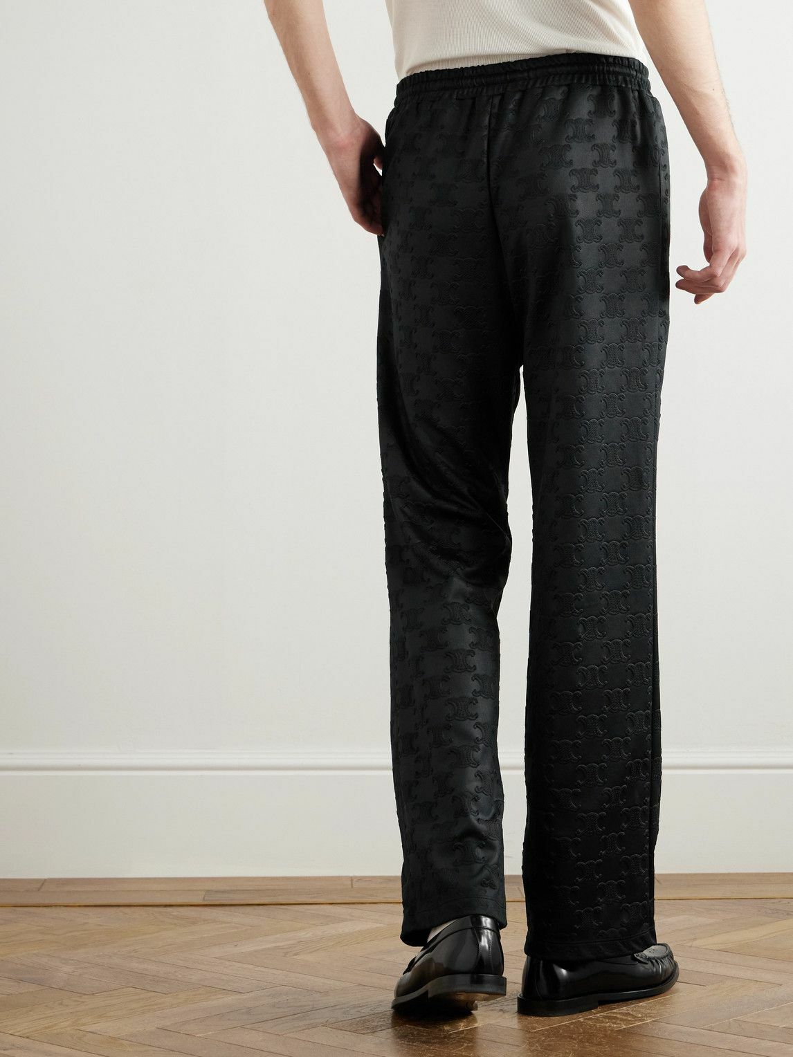 CELINE - Straight-Leg Logo-Jacquard Tech-Jersey Track Pants - Black