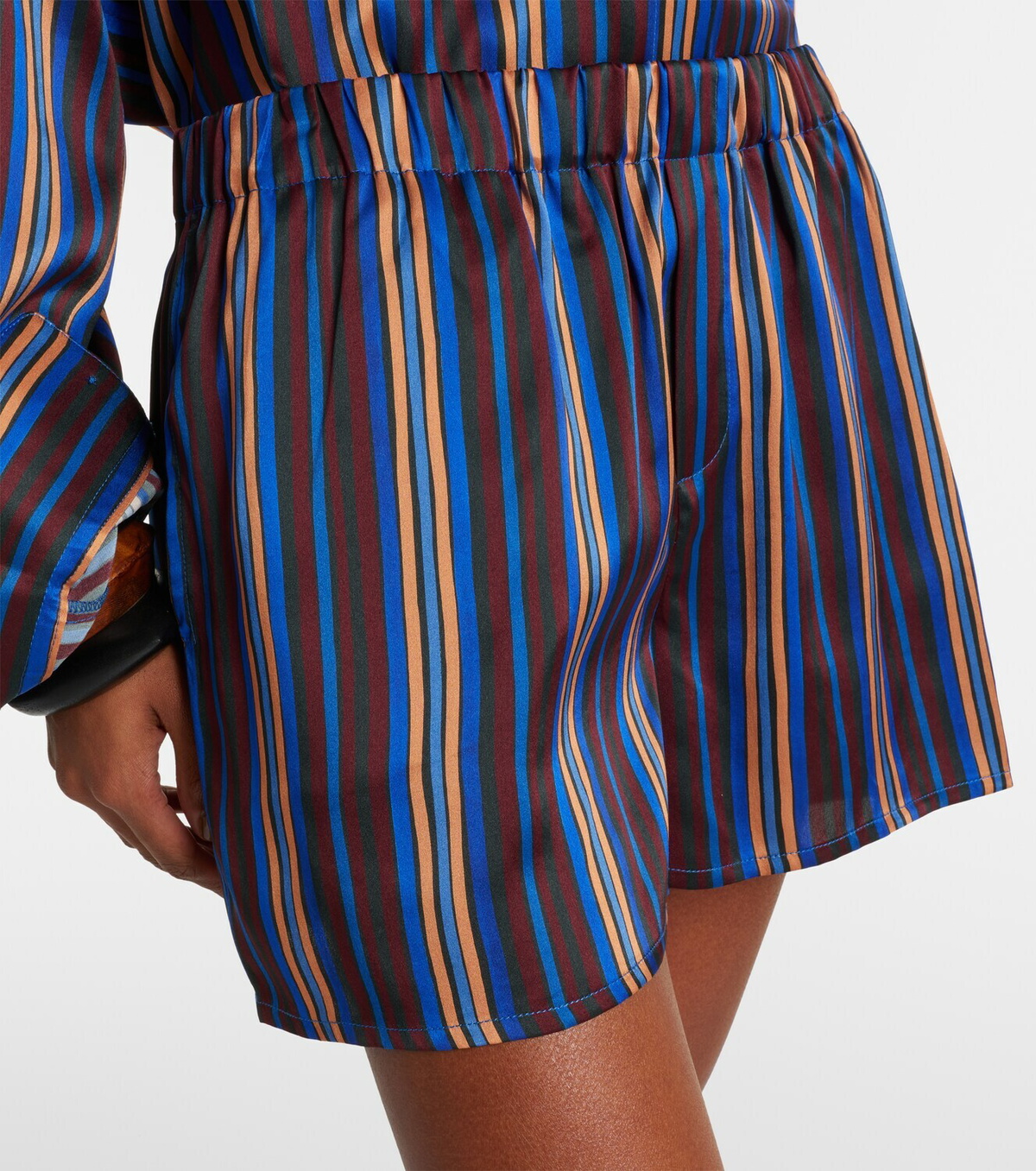 Asceno Franca striped silk charmeuse pajama shorts