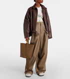 Loewe Pleated cotton and silk wide-leg pants