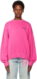 Palm Angels Pink Embroidered Sweatshirt