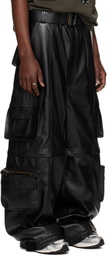 LU'U DAN Black Belted Faux-Leather Cargo Pants