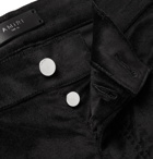 AMIRI - Stack Skinny-Fit Flared Cotton-Blend Velvet Trousers - Black