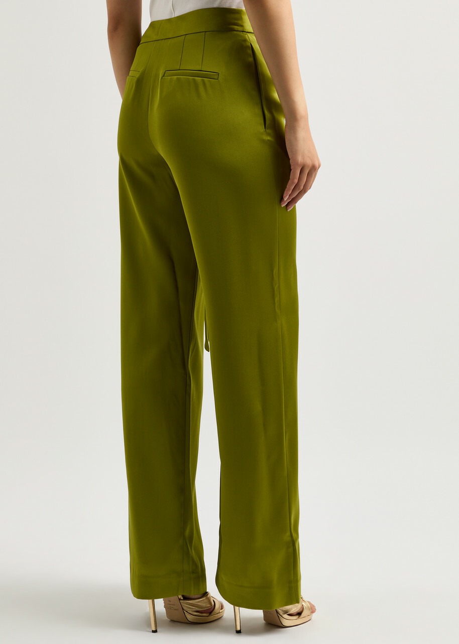 Stine Goya Gracie Wide-leg Satin Trousers Olive