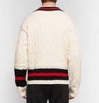 Maison Margiela - Striped Cable-Knit Wool Sweater - Men - Off-white