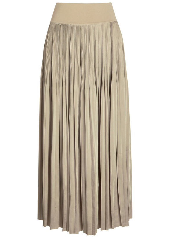 Photo: Joseph Rabat Pleated Satin Midi Skirt Beige