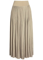 Joseph Rabat Pleated Satin Midi Skirt Beige