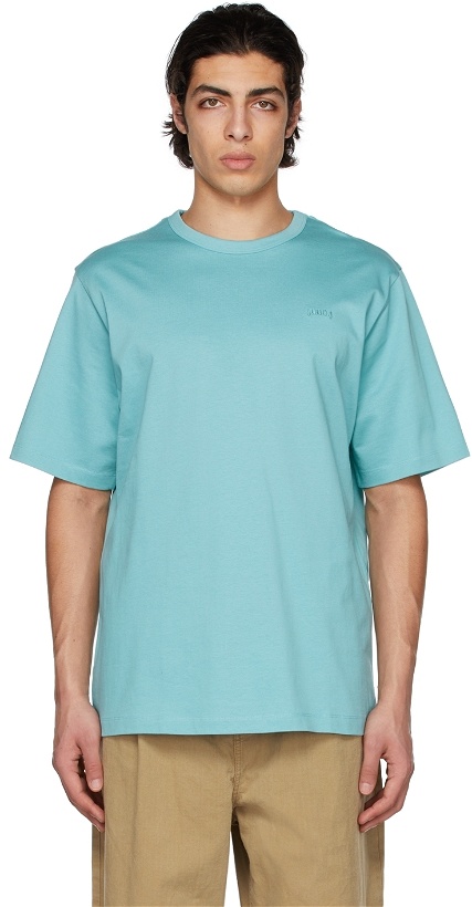 Photo: Juun.J Blue Overfit Graphic Half Sleeve T-Shirt