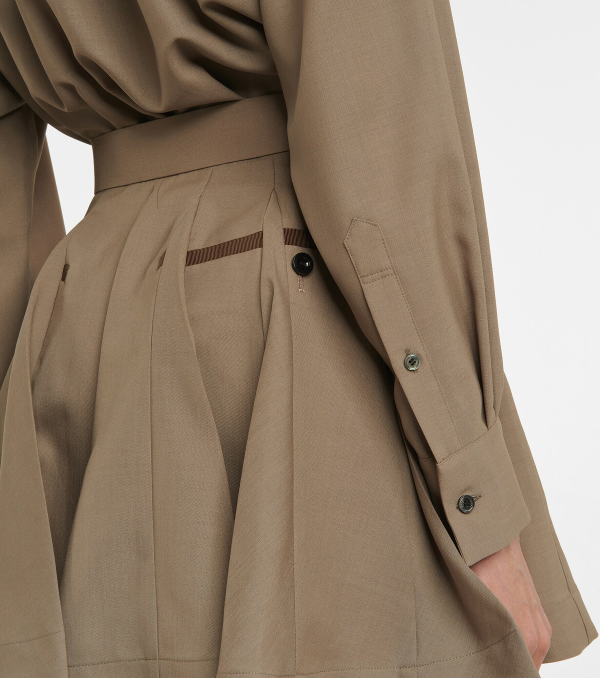 関送込み【sacai】Pleated satin-trimmed minidress Sacai - Pleated satin-trimmed minidress Sacai