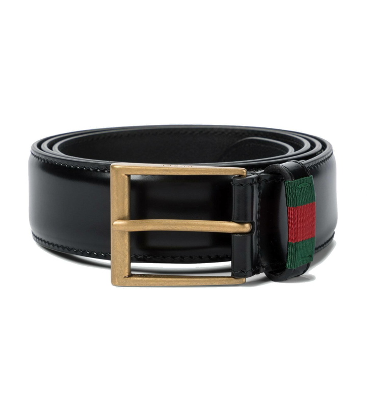 Photo: Gucci - Leather belt with Web