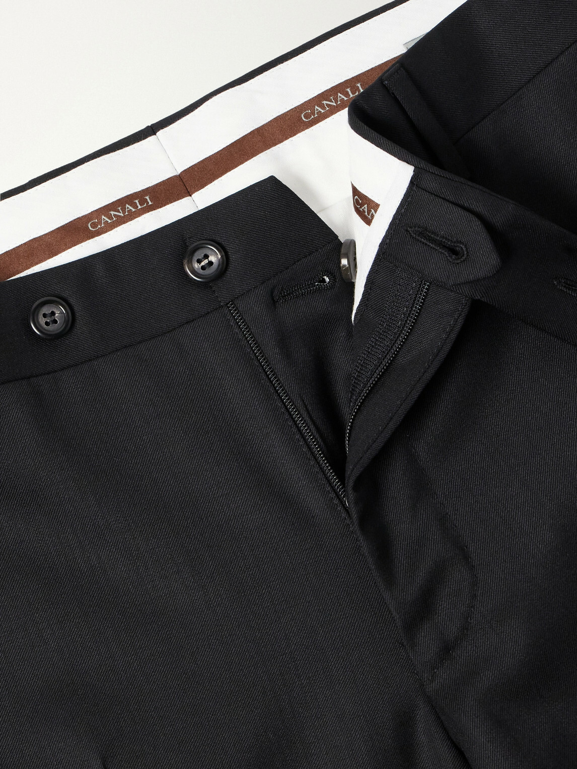Canali - Slim-Leg Stretch Wool-Twill Suit Trousers - Black