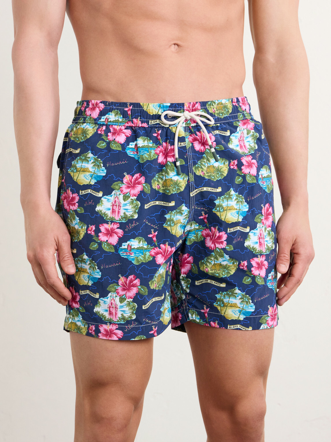 Hartford - Straight-Leg Mid-Length Printed Swim Shorts - Blue