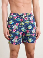 Hartford - Straight-Leg Mid-Length Printed Swim Shorts - Blue