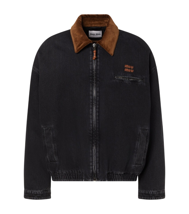 Photo: Miu Miu Corduroy-trimmed denim blouson jacket