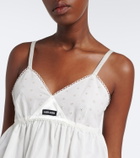 Miu Miu Embroidered cotton and linen-blend minidress