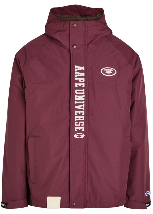 Photo: Aape Logo-appliquéd Hooded Shell Jacket Burgundy