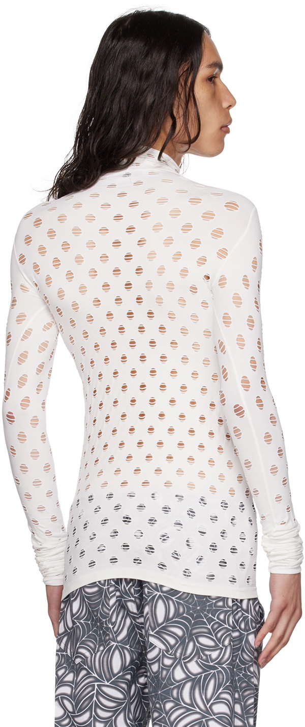 Maisie Wilen White Perforated Turtleneck