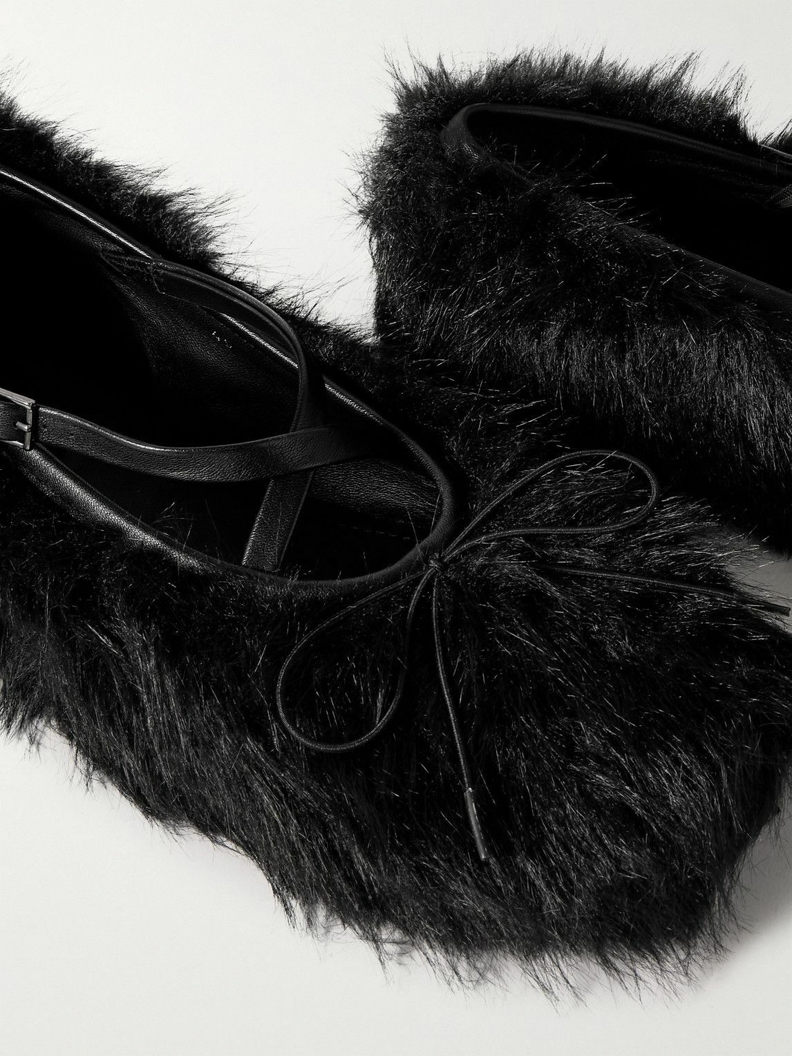 Simone Rocha - Leather-Trimmed Faux Fur Loafers - Black