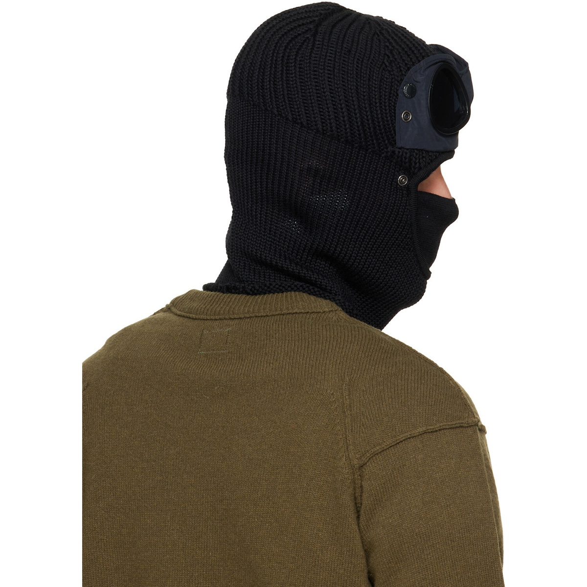 C.P. Company Black Extrafine Merino Wool Goggle Balaclava