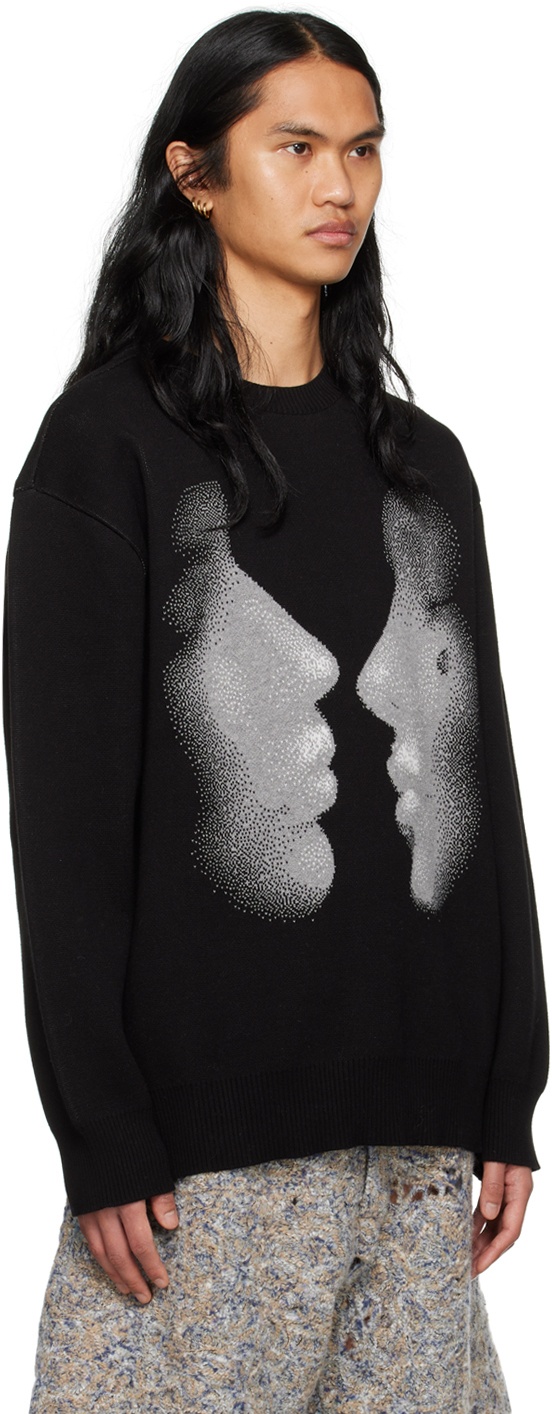 KUSIKOHC Black Graphic Sweater