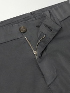 Eleventy - Straight-Leg Pleated Stretch Cotton and Silk-Blend Trousers - Gray