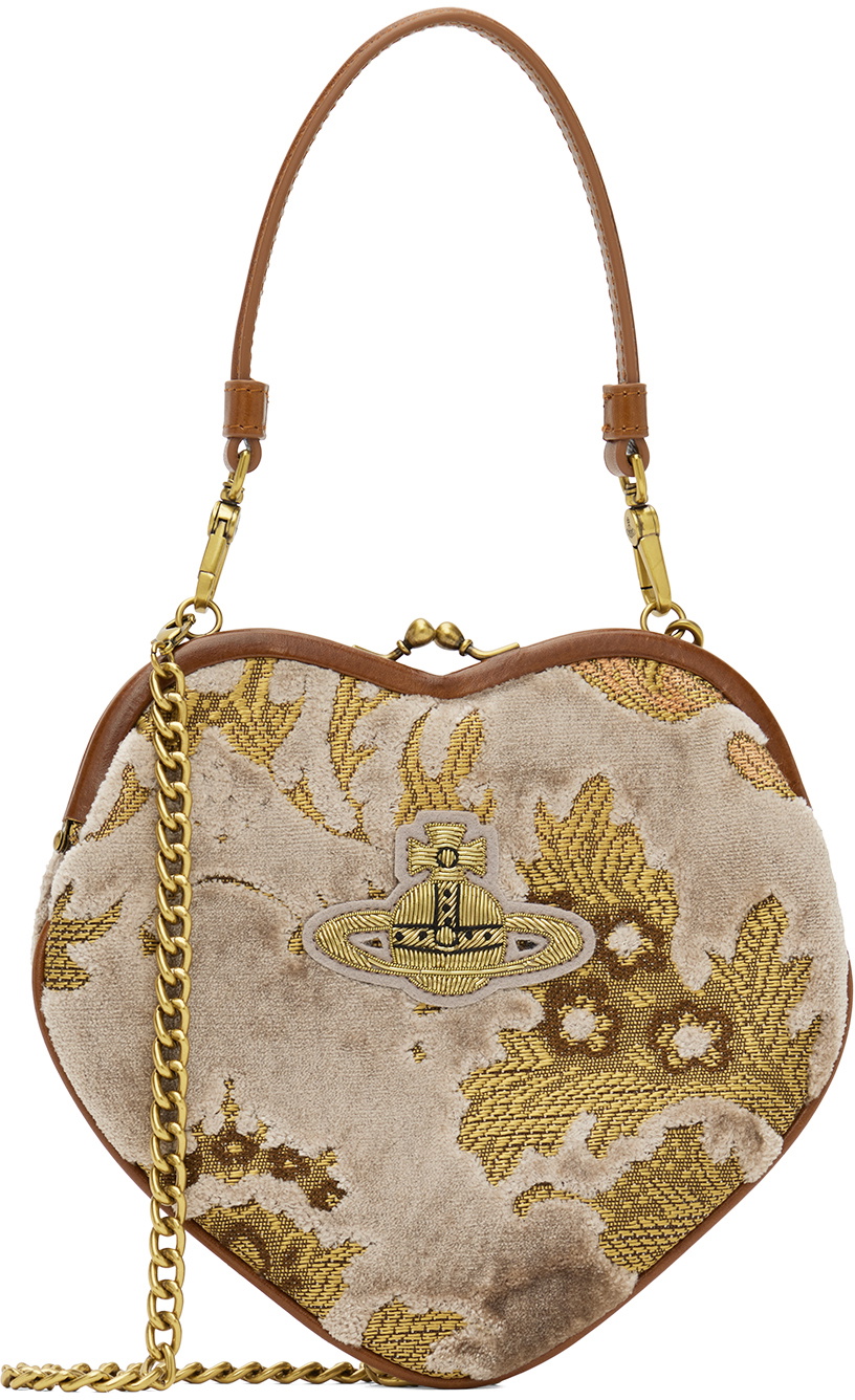 ★Vivienne Westwood★ カーキ＆ブラウン Heart Frame バッグ Vivienne Westwood Multicolor Belle Heart Frame Bag Vivienne
