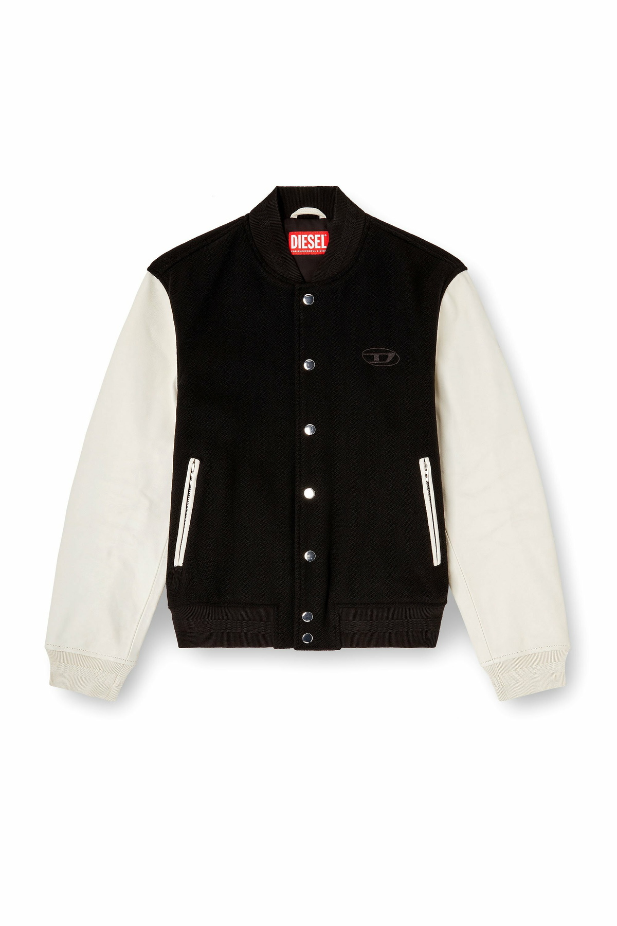 Diesel Bomber jacket in wool blend and leather - Leather jackets Mens in Multicolor