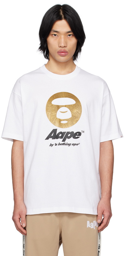 Photo: AAPE by A Bathing Ape White Glittered T-Shirt