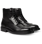 SAINT LAURENT - Polished-Leather Wingtip Brogue Boots - Black