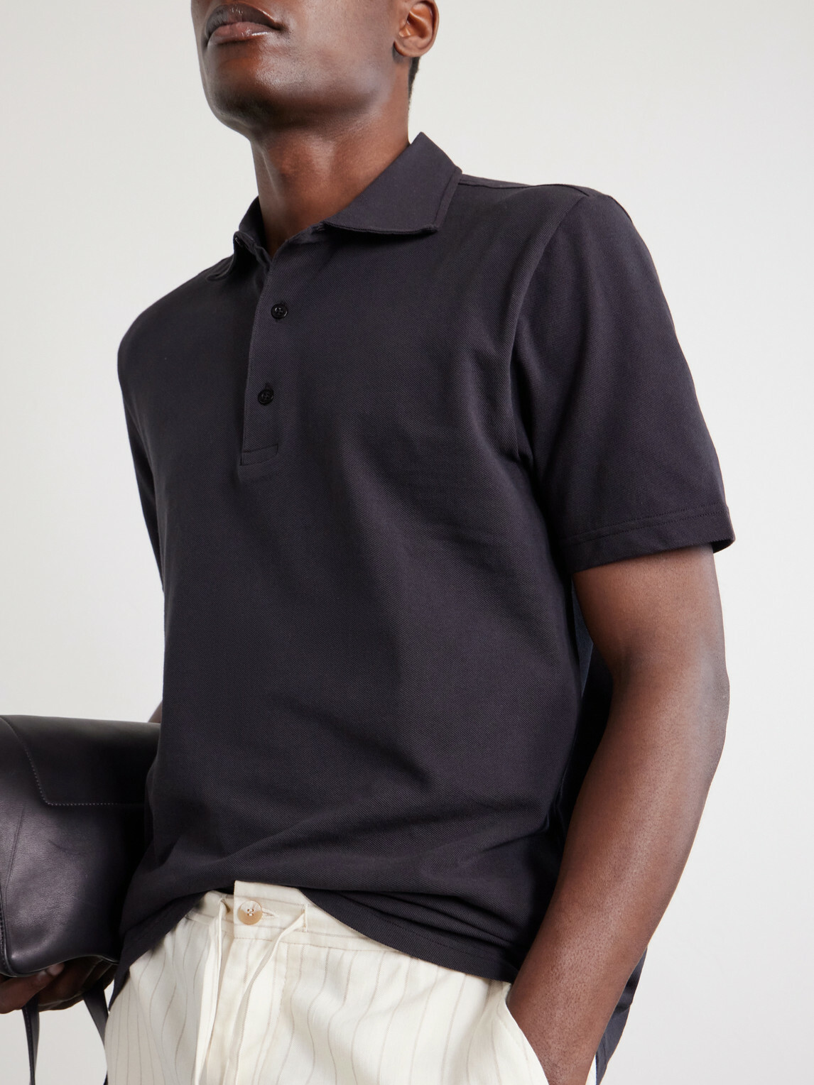 Frescobol Carioca - Luca Cotton-Piqué Polo Shirt - Black
