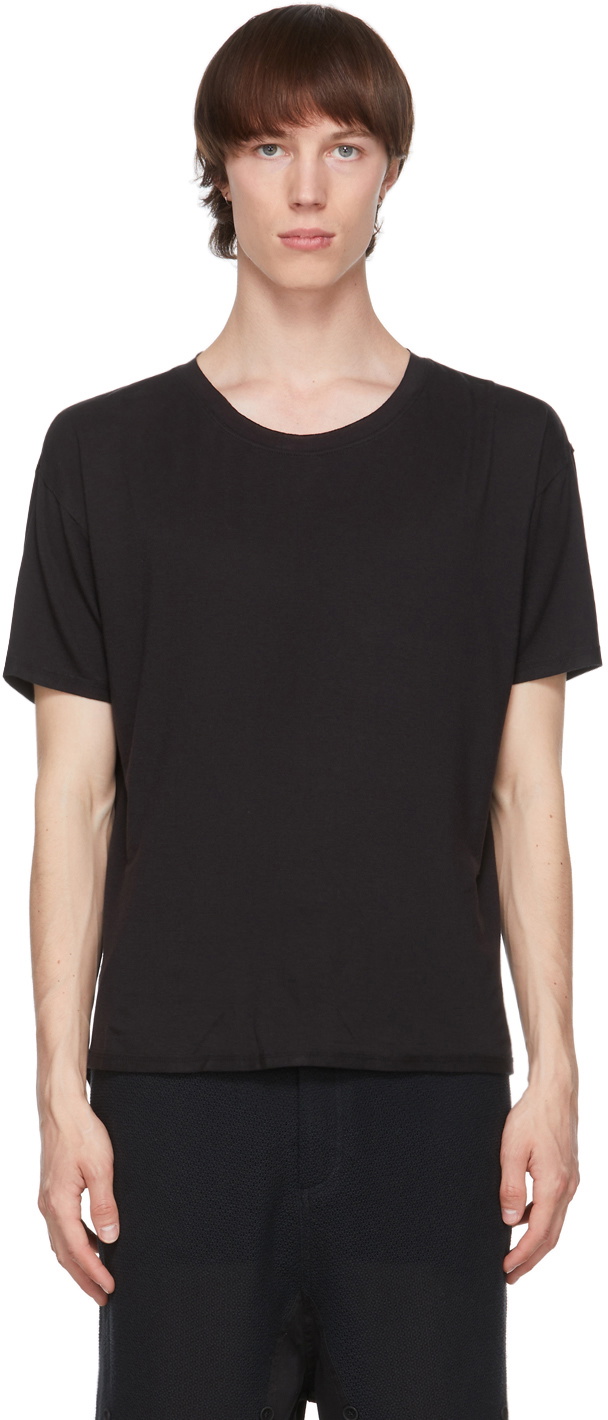 Blackmerle Black Raw Scallop Hem T-Shirt