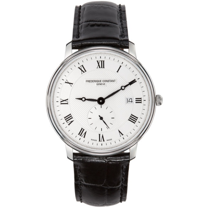 Photo: Frederique Constant Silver and Black Slimline Gents Small Seconds Watch