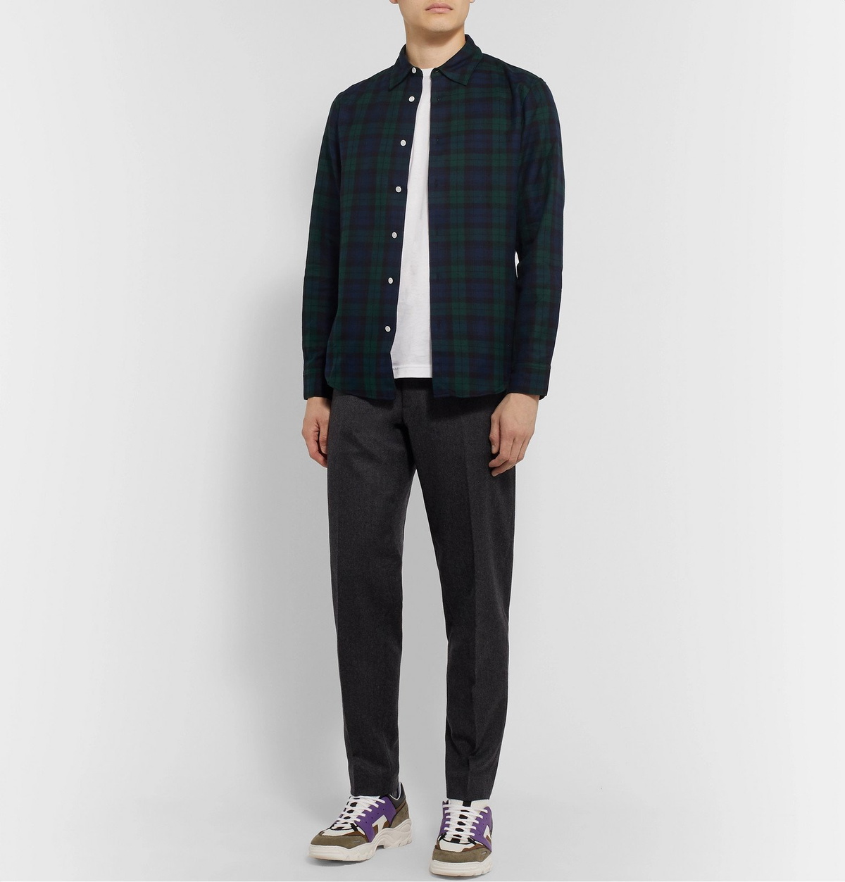 Sandro - Slim-Fit Tartan Cotton Shirt - Green