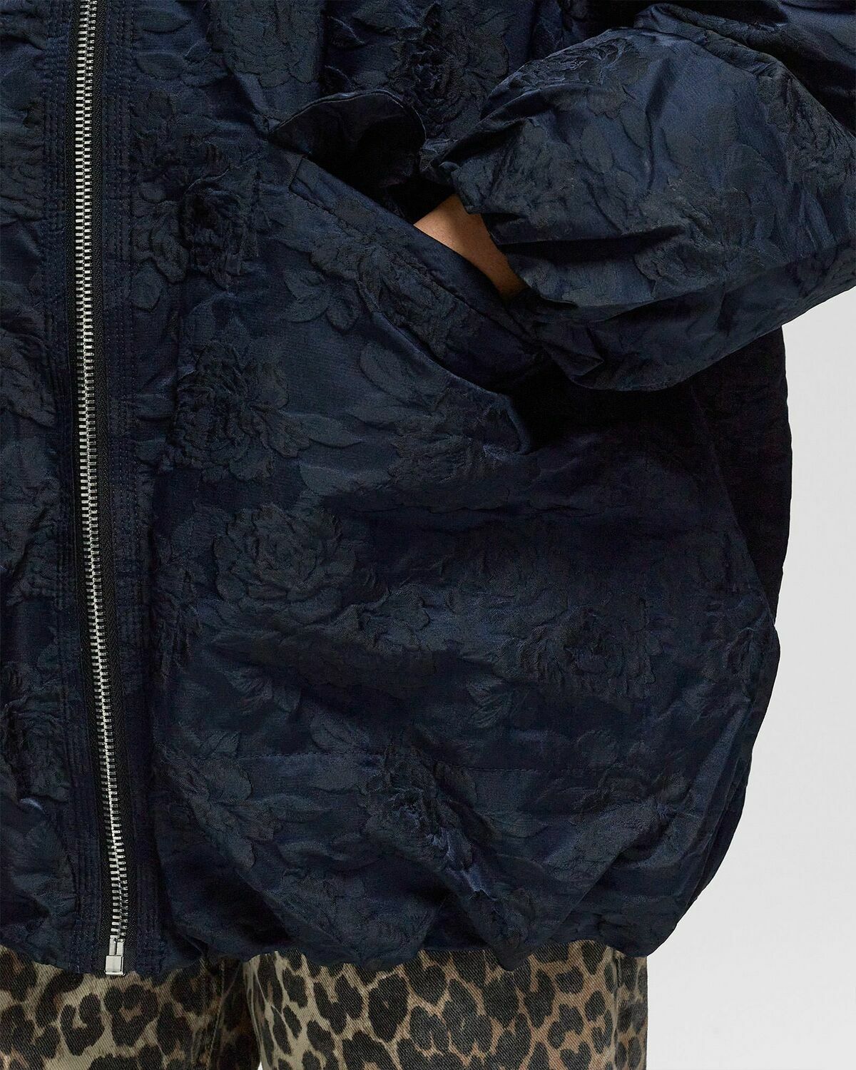 Ganni Botanical Jacquard Bomber Jacket Blue Bomber Jackets