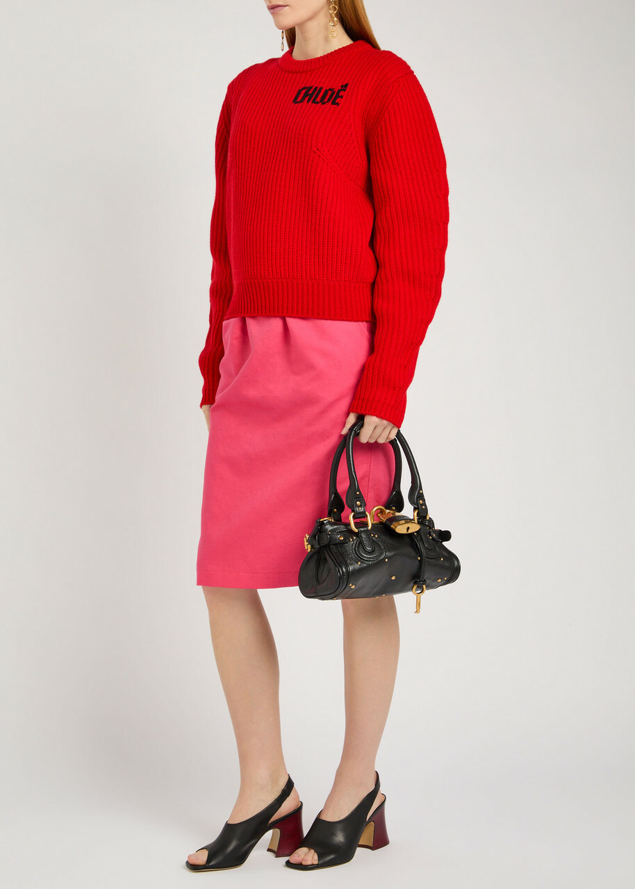Chloe Gabardine Cotton and Linen-blend Skirt Pink