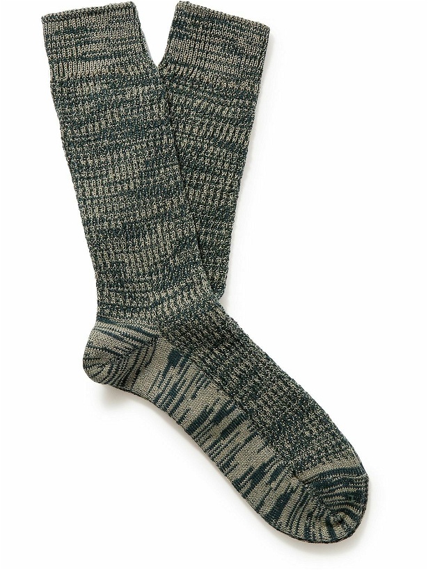 Photo: Mr P. - Ribbed Space-Dyed Cotton-Blend Socks