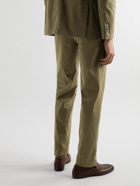 Boglioli - Straight-Leg Pleated Garment-Dyed Cotton-Blend Suit Trousers - Green