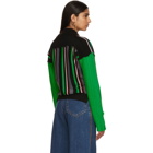 JW Anderson Green Striped Deconstructed Crewneck Sweater