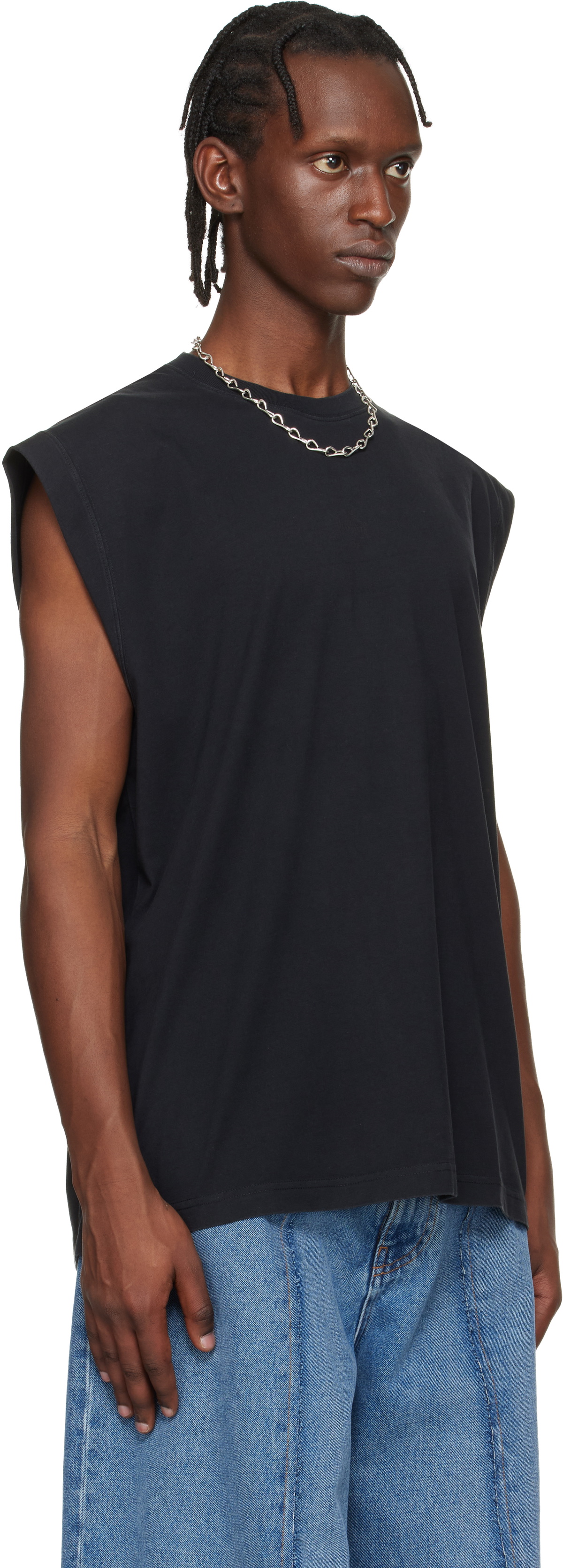VETEMENTS Black Cross Logo Sleeveless Top