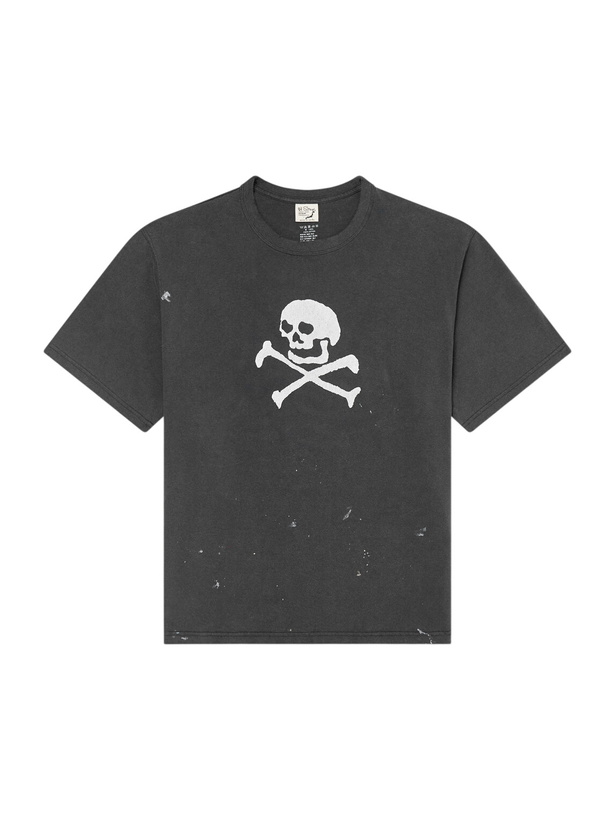 Photo: OrSlow - Vintage Fade Printed Paint-Splattered Cotton-Jersey T-Shirt - Black