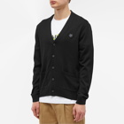 Maison Kitsuné Men's Tonal Fox Head Patch Regular Cardigan in Black