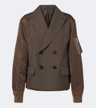 Sacai Double-breasted wool and technical jacket