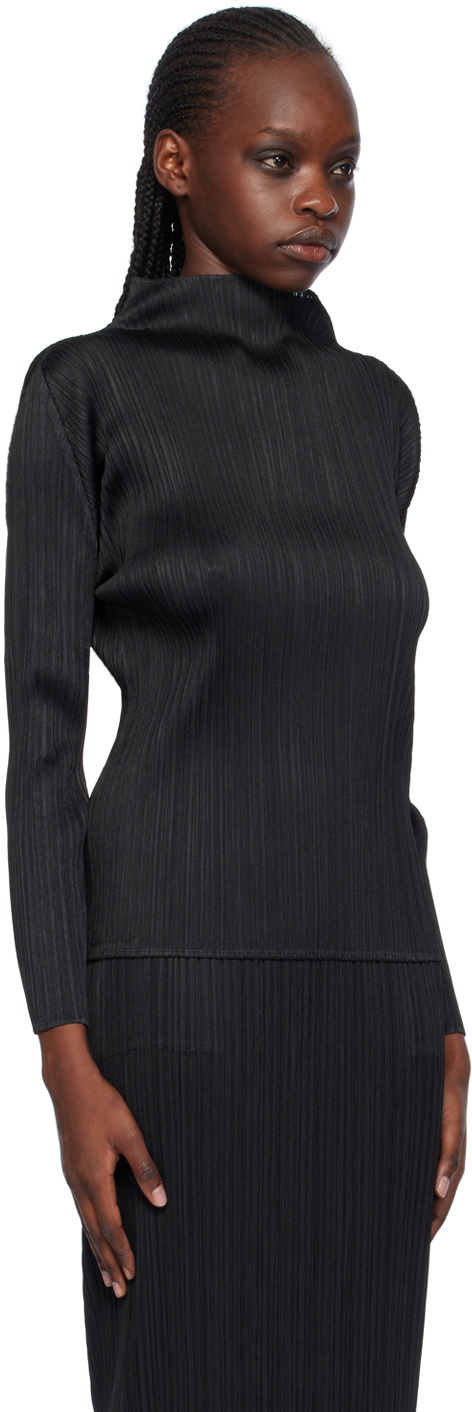 Pleats Please Issey Miyake Black Seeker Turtleneck Pleats Please