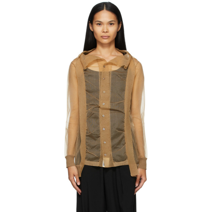 Regulation Yohji Yamamoto Beige Mesh Cardigan Regulation Yohji