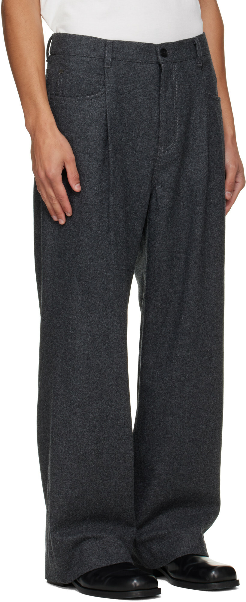 Solid Homme Gray Melton Trousers