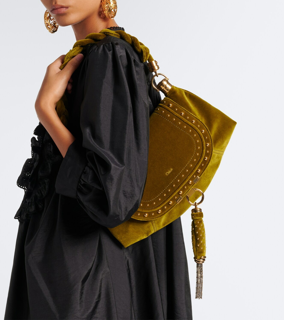 Chloé Marcie Foulard Small velvet shoulder bag