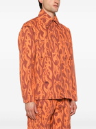 ERL Orange Fire-Print Shirt Jacket