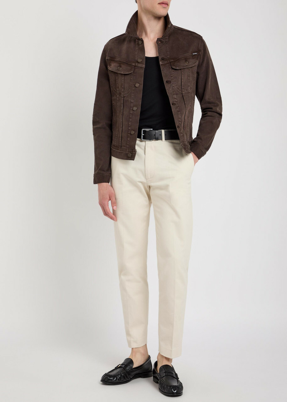 Tom Ford Tapered-leg Cotton Trousers Ivory