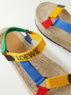 Loewe - Paula's Ibiza Logo-Embroidered Colour-Block Webbing Platform Sandals - Yellow